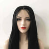 Women Black Lace Front Long Straight Pre-plucked Middle Part Wig