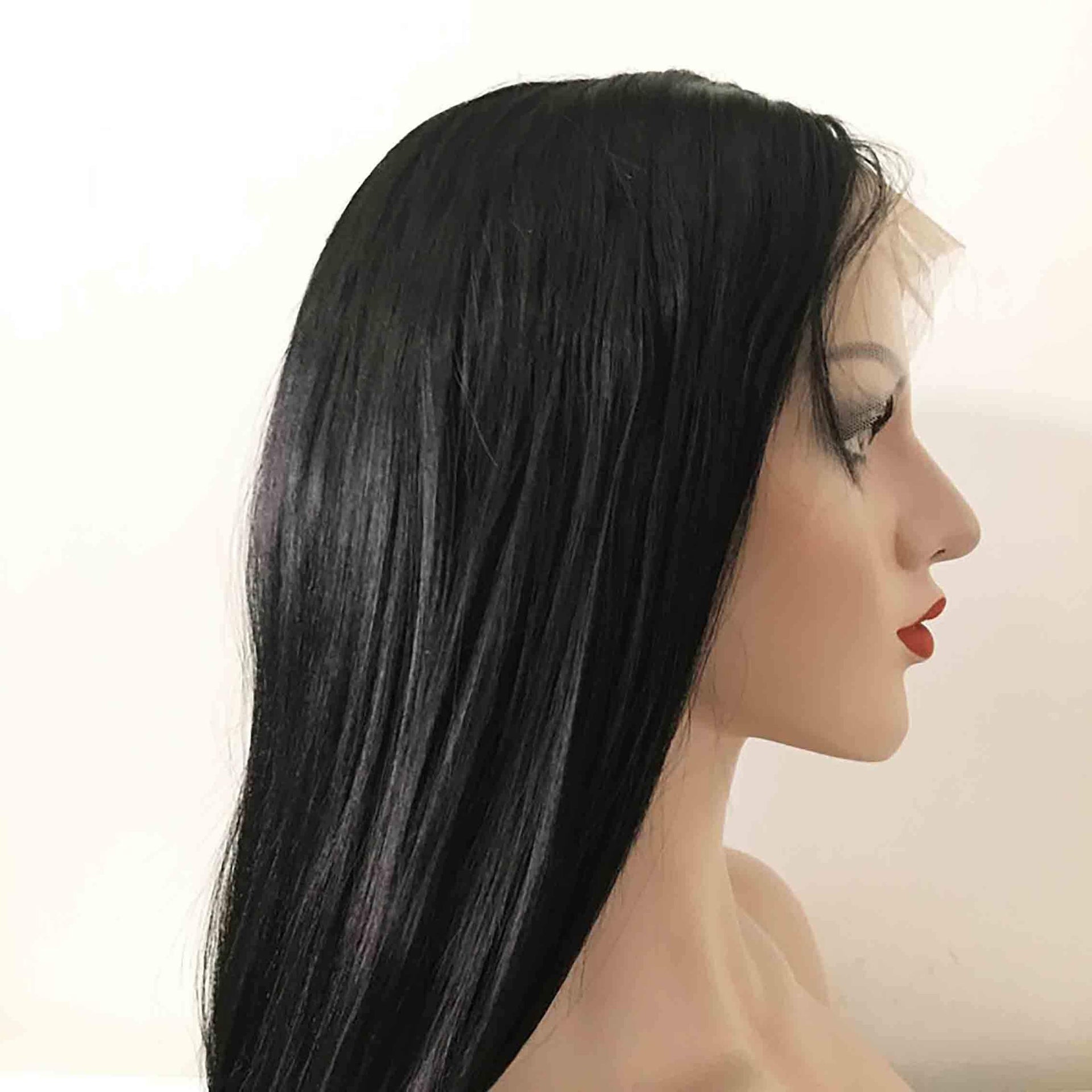 nevermindyrhead Women Black Lace Front Long Straight Pre-plucked Middle Part Wig