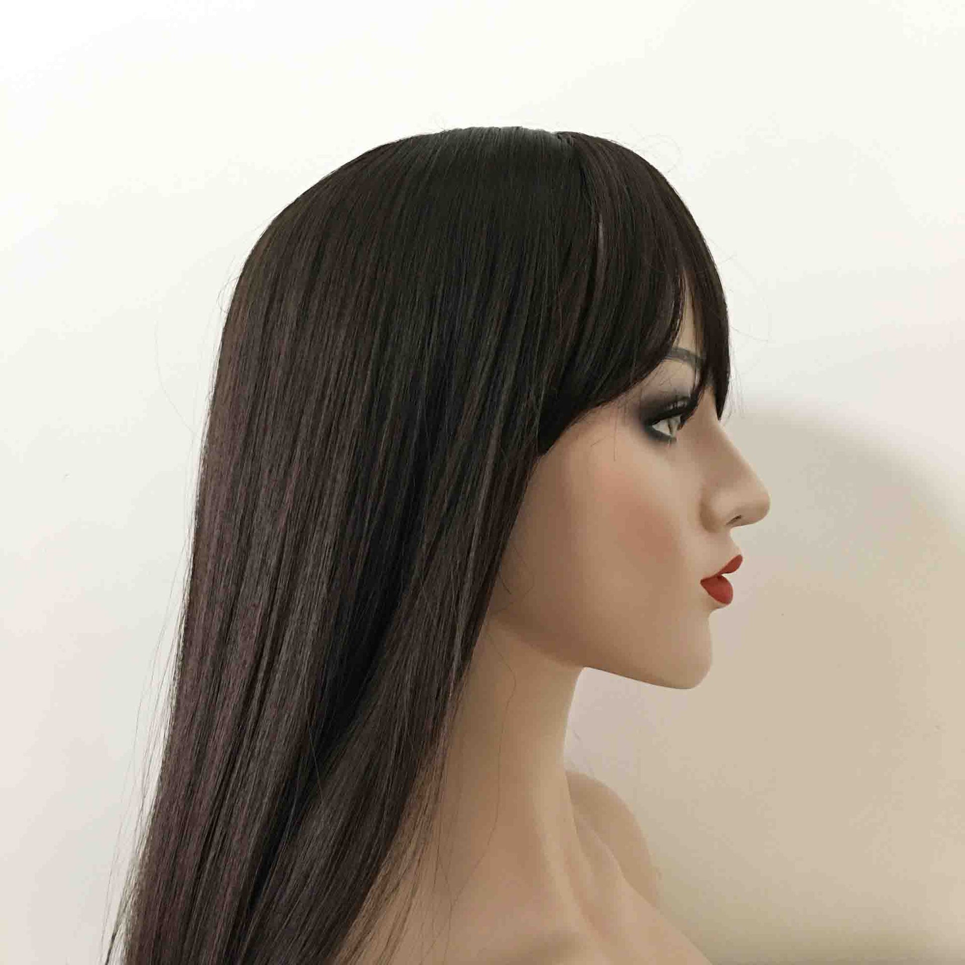 nevermindyrhead Women Black Long Straight Fringe Bangs Wig