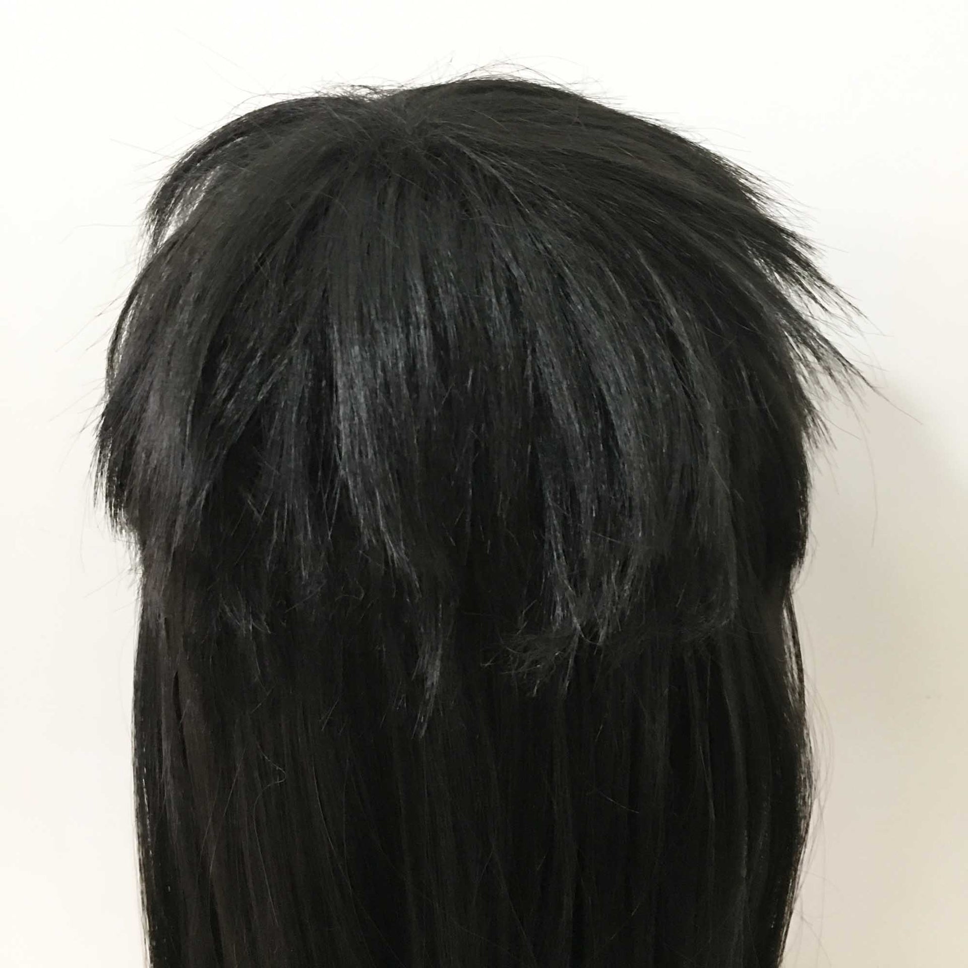 nevermindyrhead Women Black Medium-Length Straight Fringe Bangs Punk Mullet Cosplay Wig