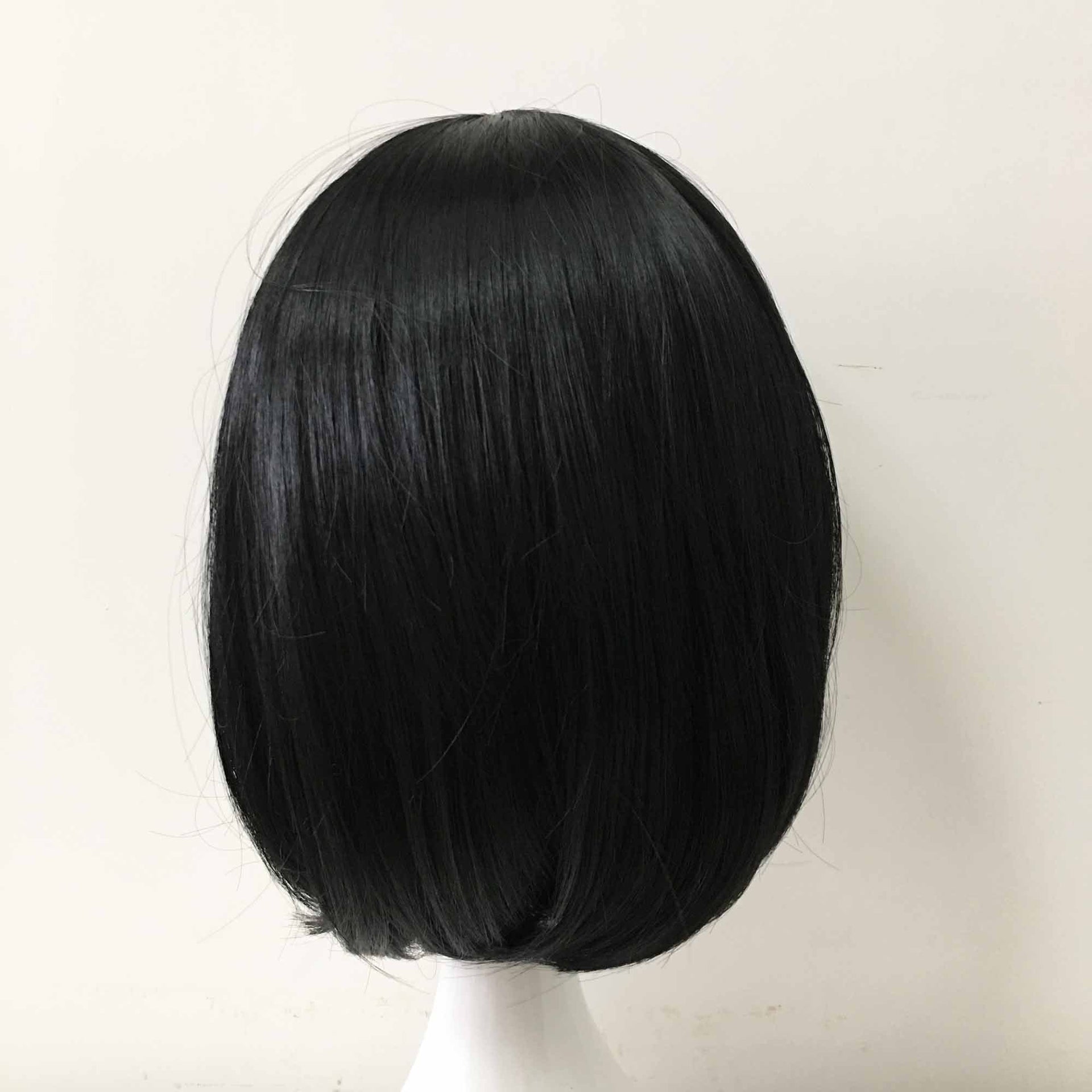 nevermindyrhead Women Black Short Straight Bob Long Bangs Gothic Cosplay Wig