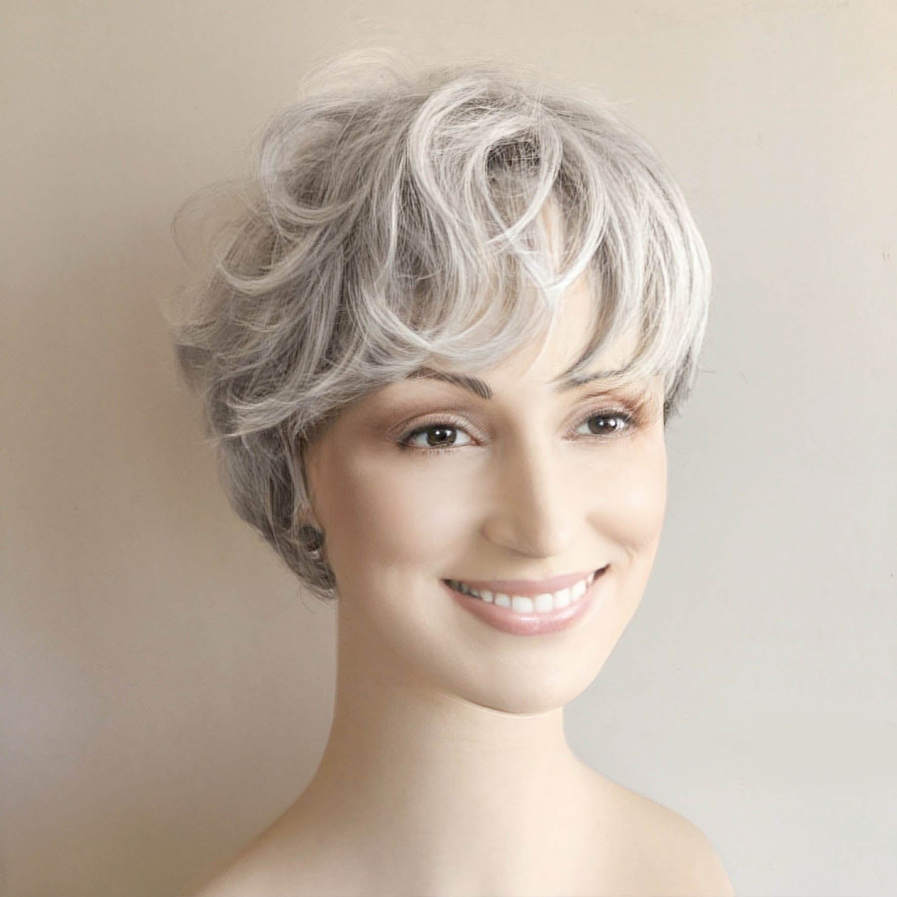 nevermindyrhead Women Black Silver Gray Salt And Pepper Short Straight Fringe Bangs Wig