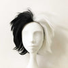 Women Black White Short Straight Slicked Back Layered Cosplay Wig