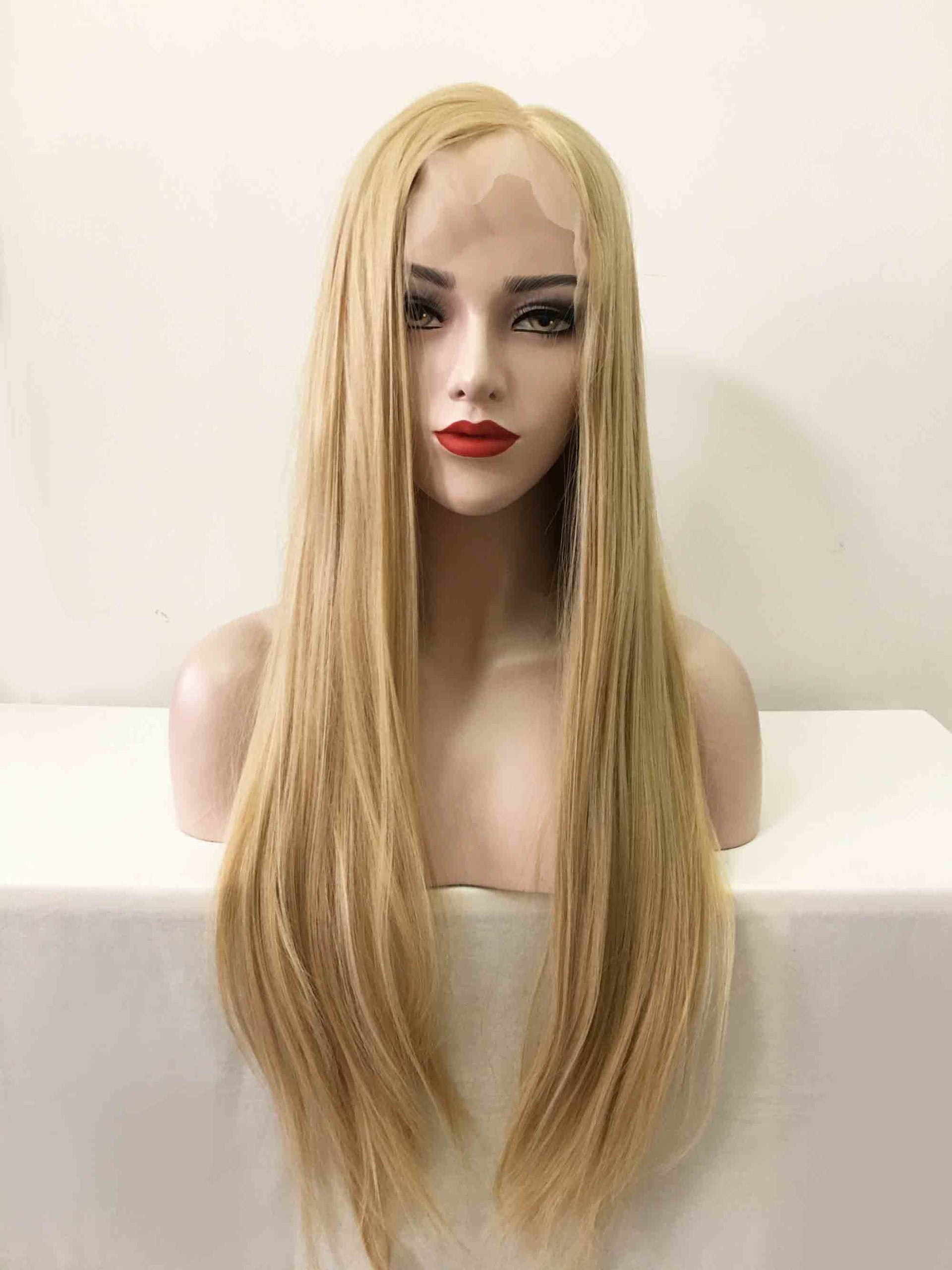 nevermindyrhead Women Blonde Lace Front 13X6 Long Straight Side Part Wig