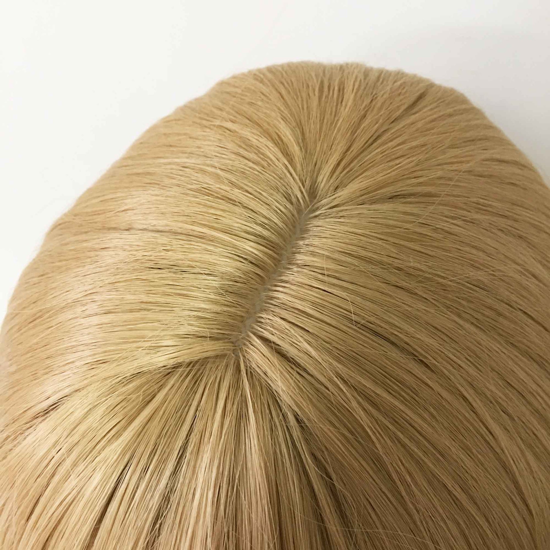 nevermindyrhead Women Blonde Long Curly Blunt Bangs Wig