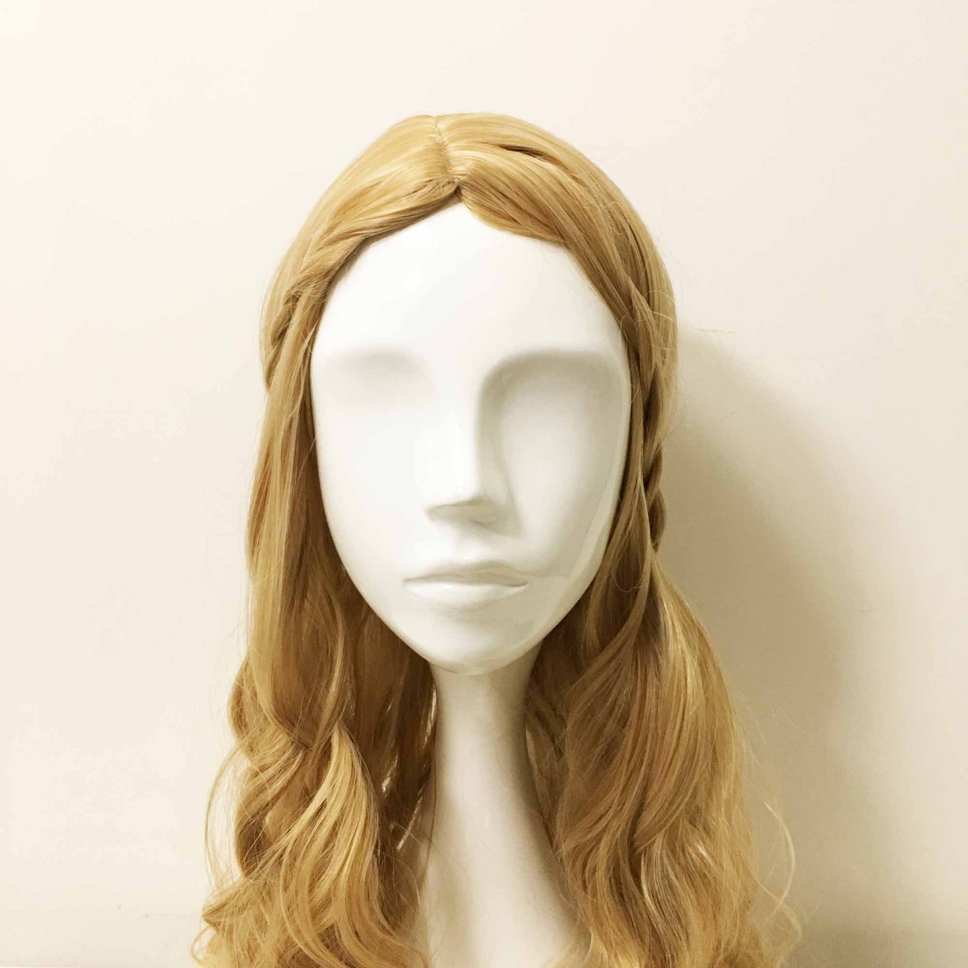 nevermindyrhead Women Blonde Long Curly Princess Style Braided Middle Part Wig