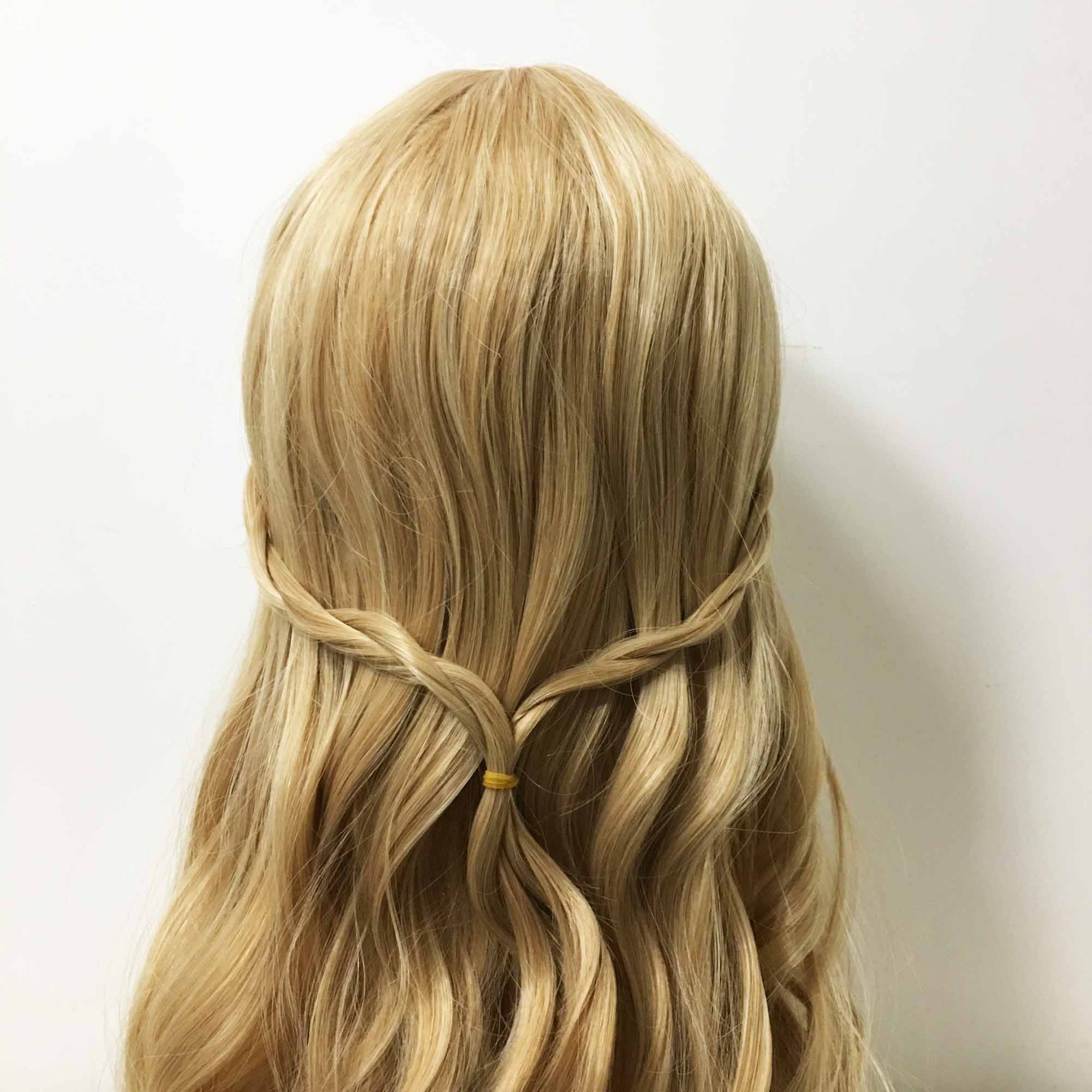 nevermindyrhead Women Blonde Long Curly Princess Style Braided Middle Part Wig