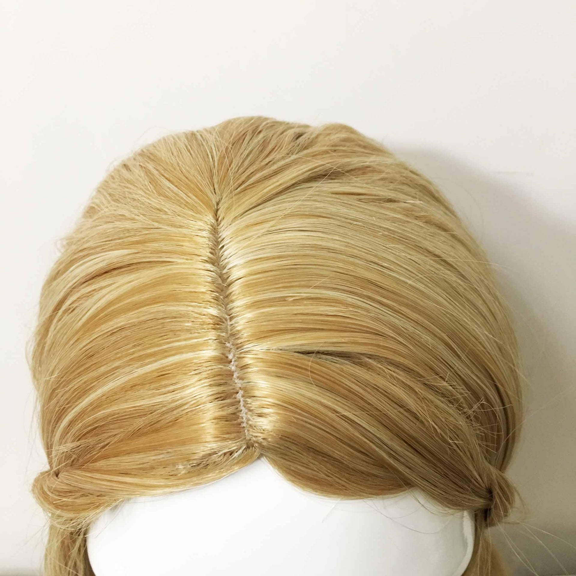 nevermindyrhead Women Blonde Long Curly Princess Style Braided Middle Part Wig