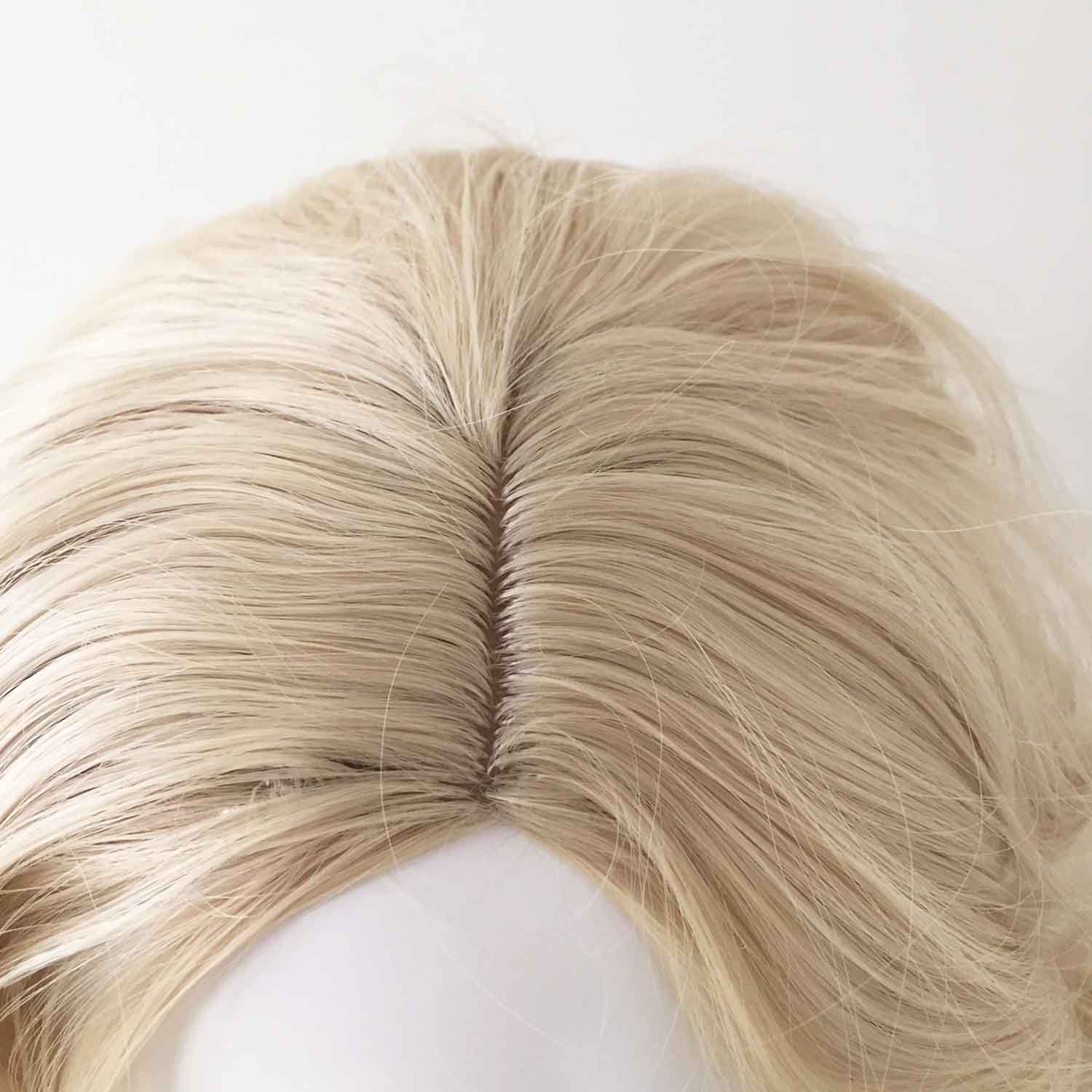 nevermindyrhead Women Blonde Long Curly Side Part Different Length Cosplay Wig