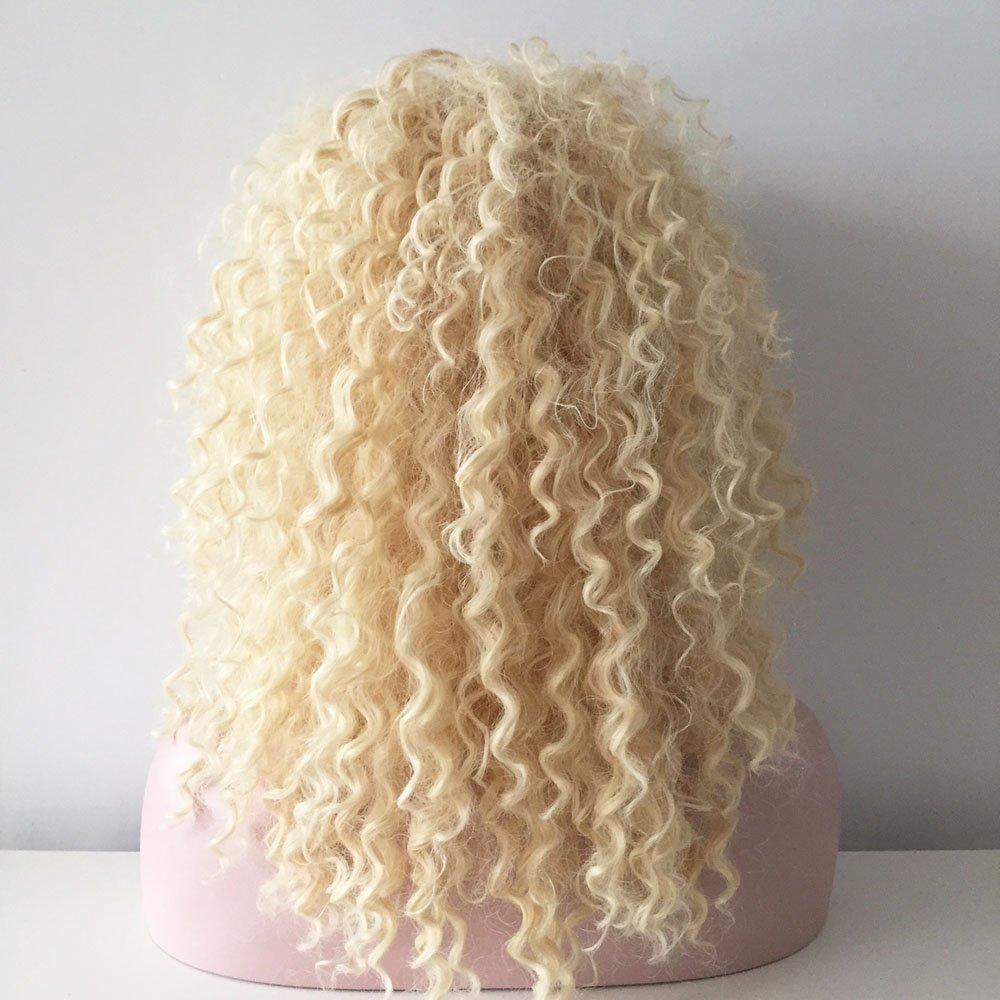 nevermindyrhead Women Blonde Medium Length Curly Kinky Wild Wig