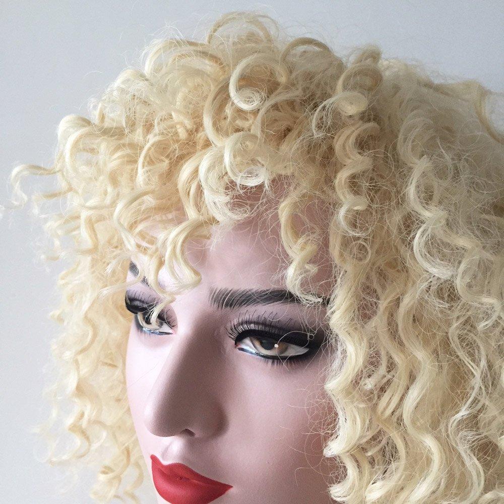nevermindyrhead Women Blonde Medium Length Curly Kinky Wild Wig