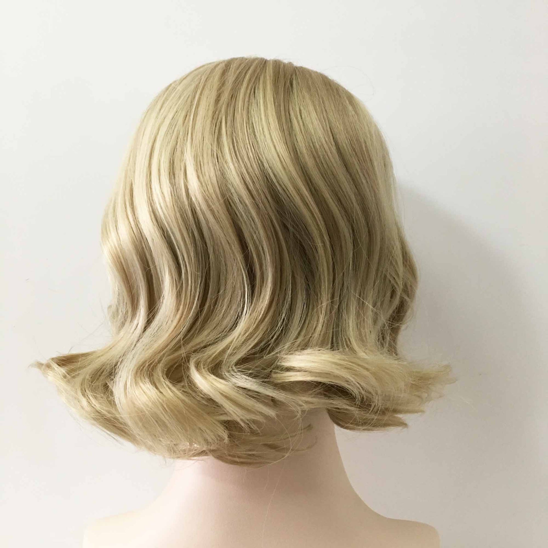 nevermindyrhead Women Blonde Short Bouncy Curly Bob Side Part Wig