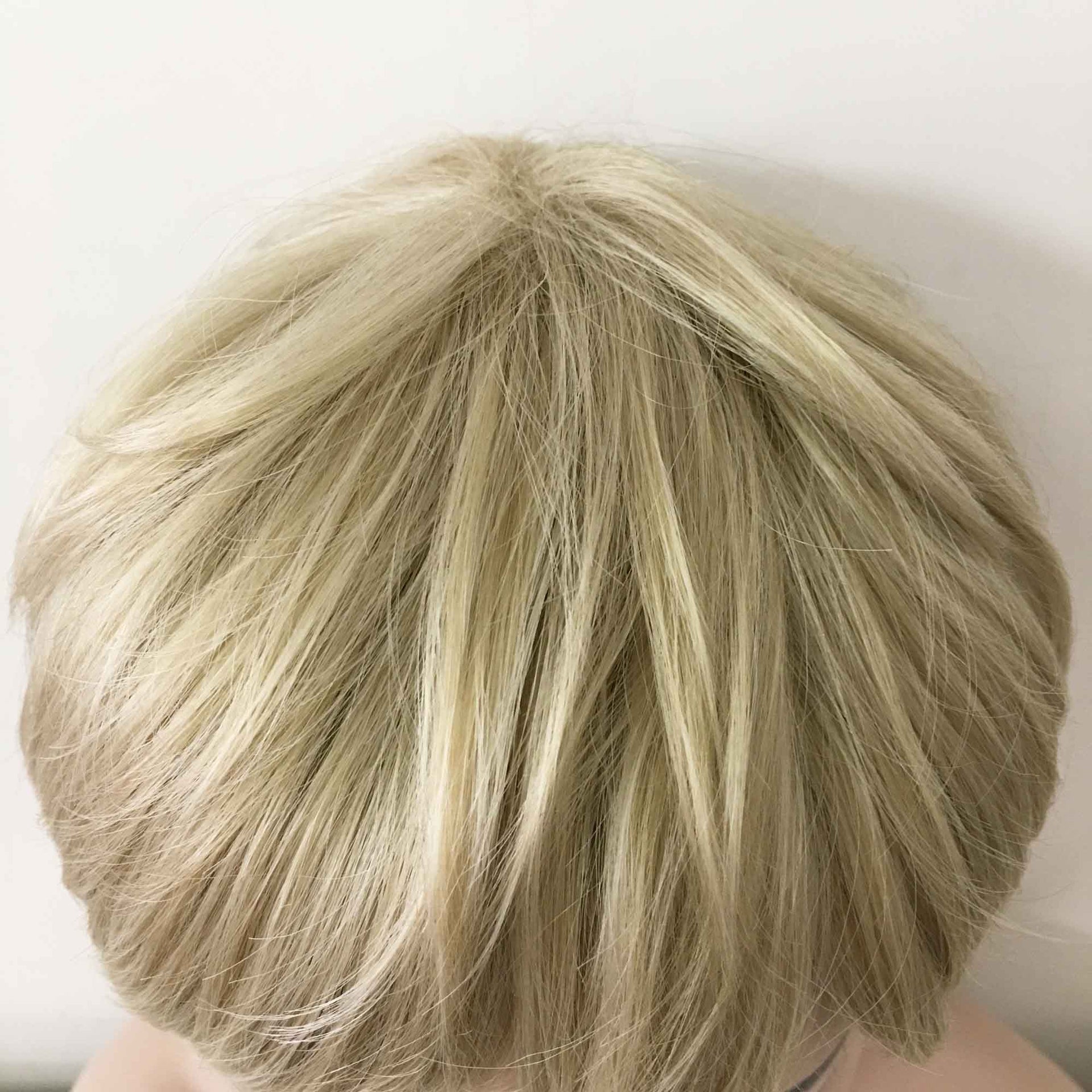 nevermindyrhead Women Blonde Short Straight Pixie Boy Cut Fringe Bangs Wig
