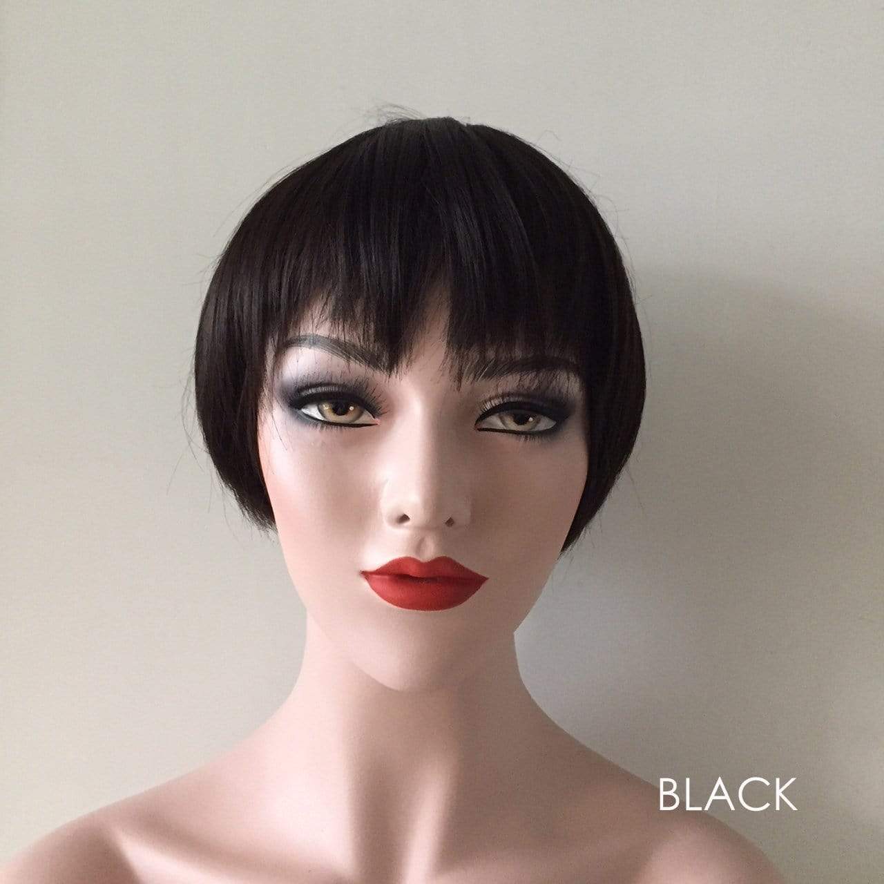 nevermindyrhead Women Brown Black Short Straight Bob Pixie Fringe Bangs Wig Black