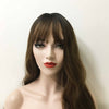 Women Chocolate Brown Dark Root Long Curly Fringe Bangs Wig