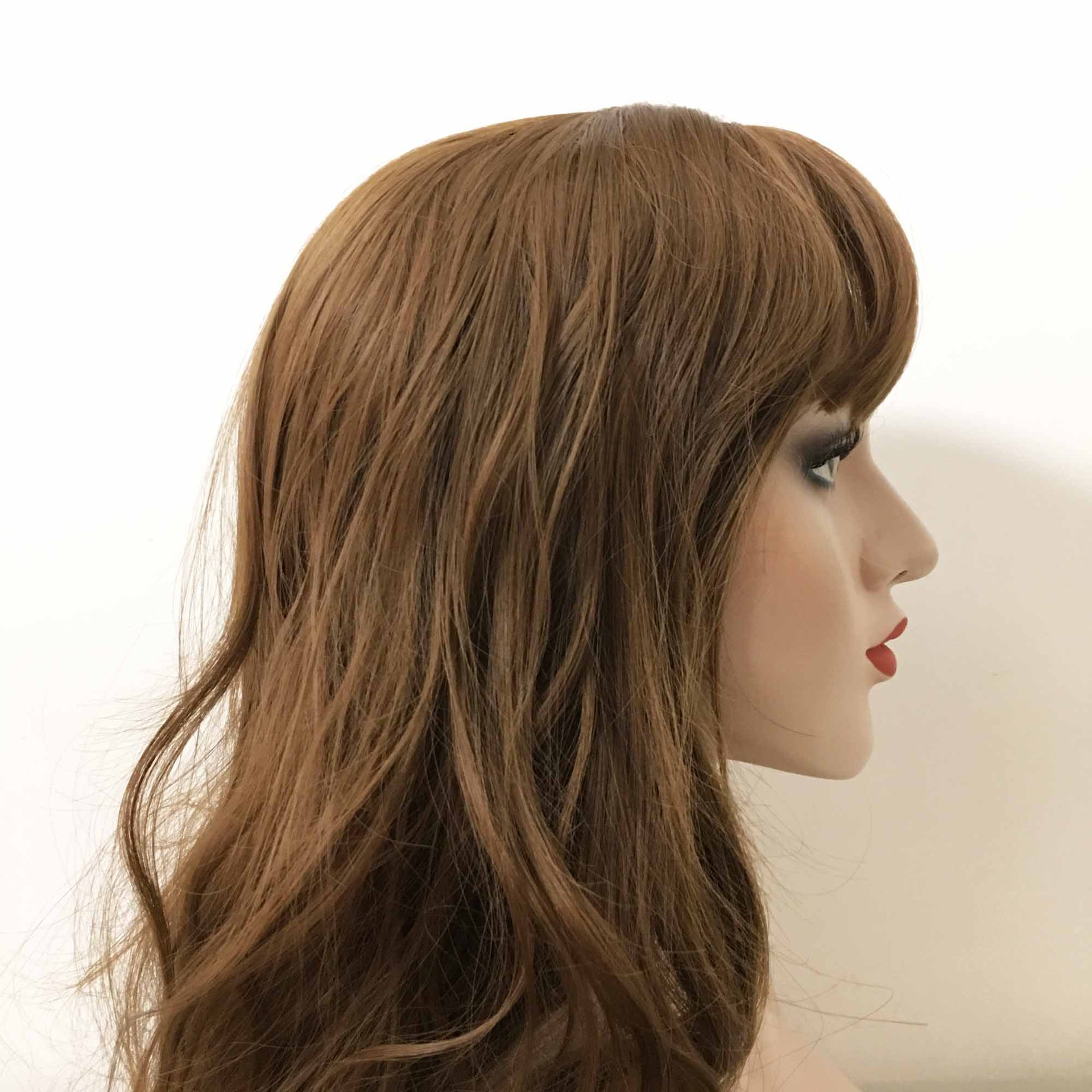 nevermindyrhead Women Brown Long Curly Fringe Bangs Wig