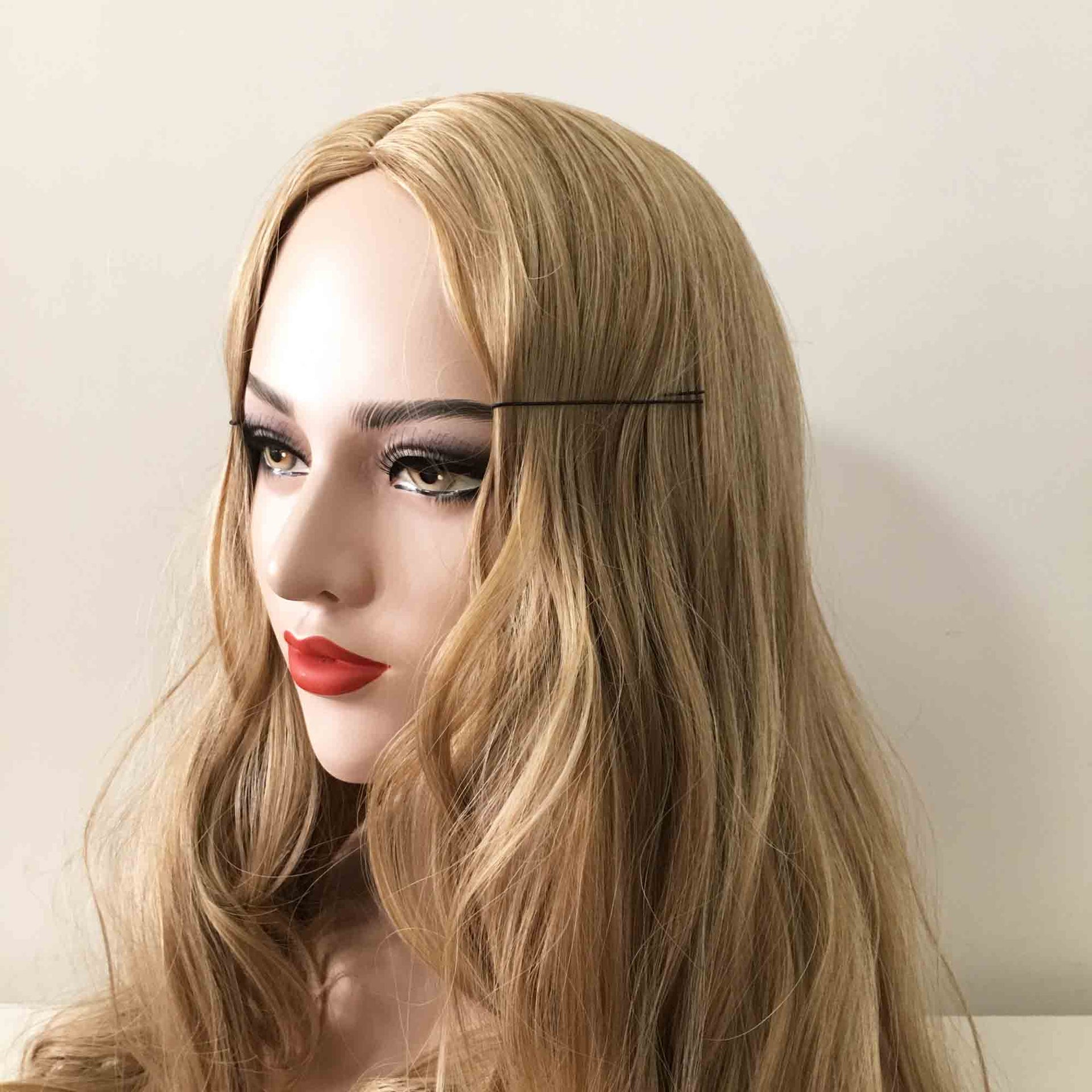 nevermindyrhead Women Brown Long Wavy Middle Part Wig