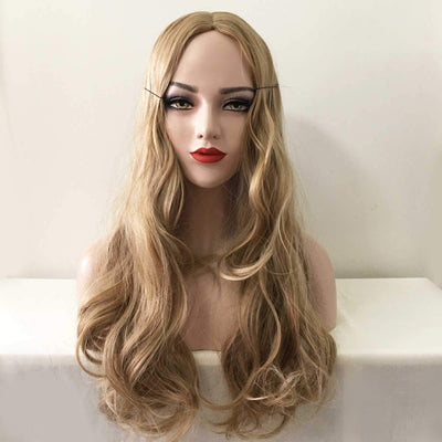 Women Brown Long Wavy Middle Part Wig