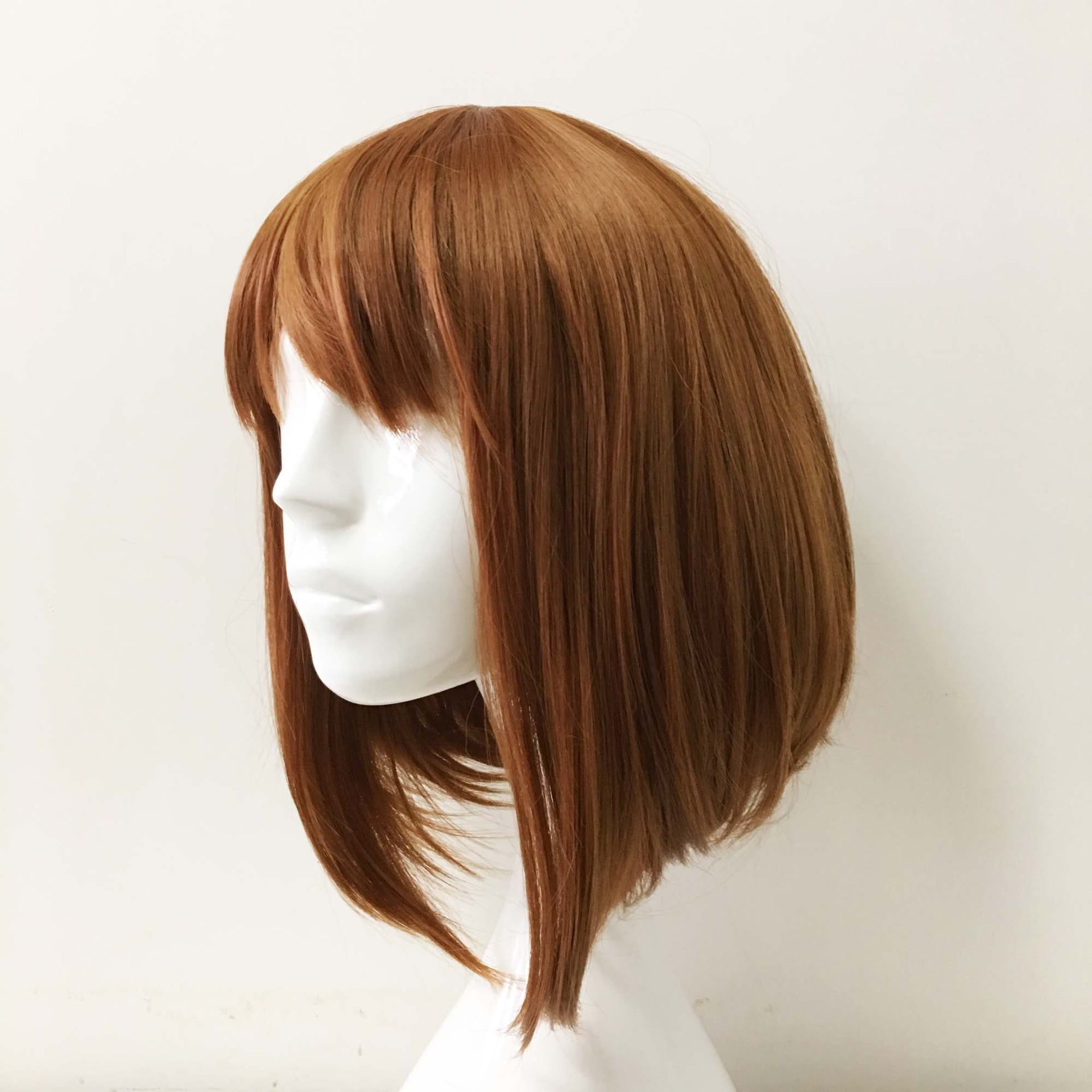 nevermindyrhead Women Brown Medium Length Straight A-Line Fringe Bangs Cosplay Wig