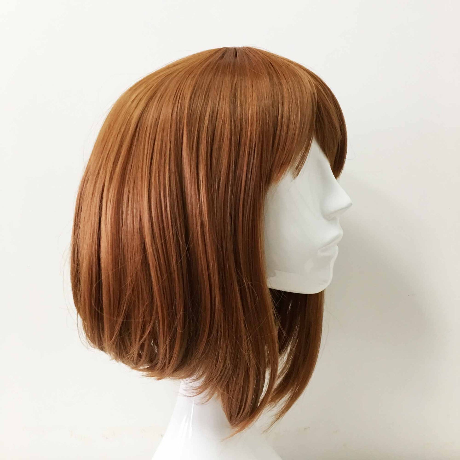 nevermindyrhead Women Brown Medium Length Straight A-Line Fringe Bangs Cosplay Wig