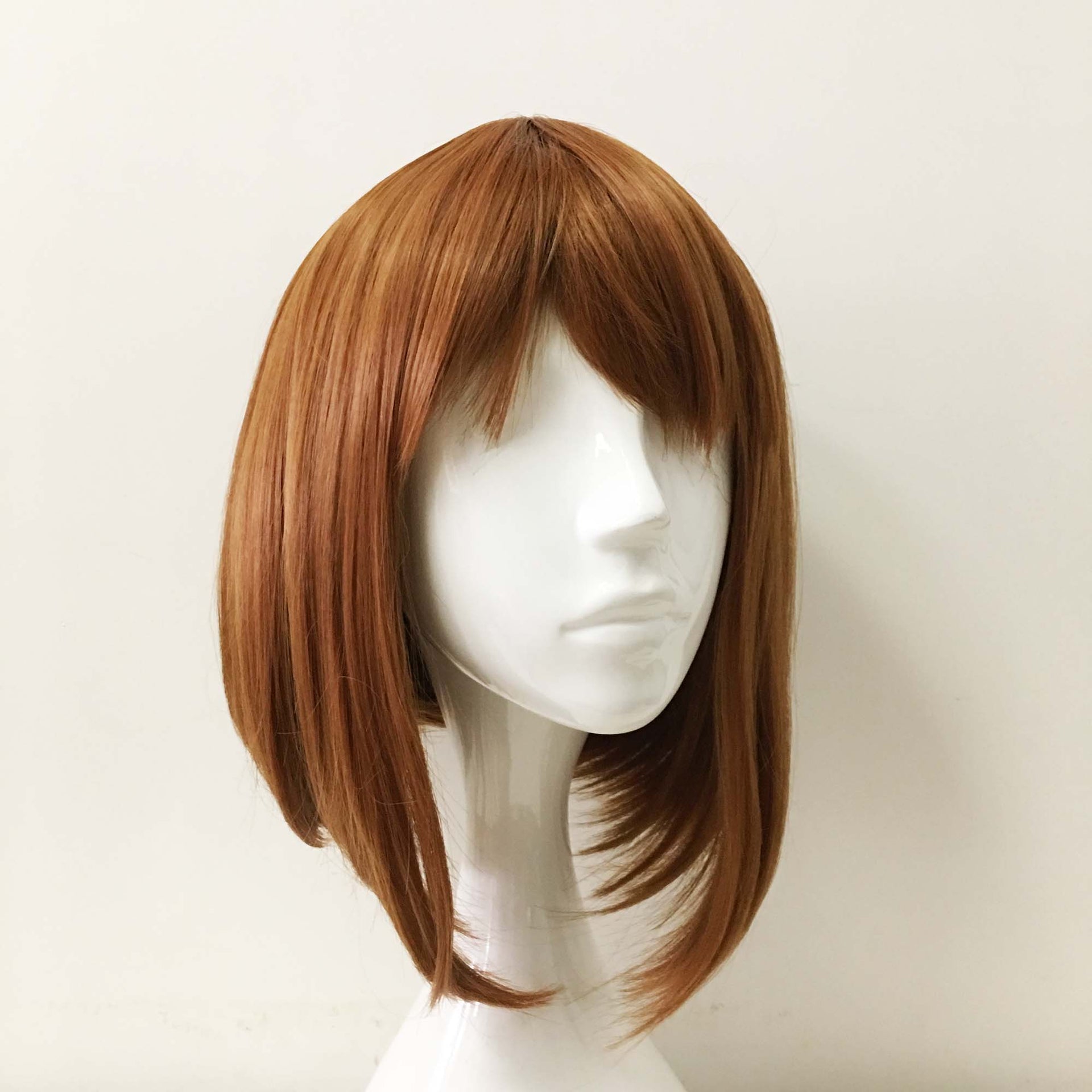 nevermindyrhead Women Brown Medium Length Straight A-Line Fringe Bangs Cosplay Wig