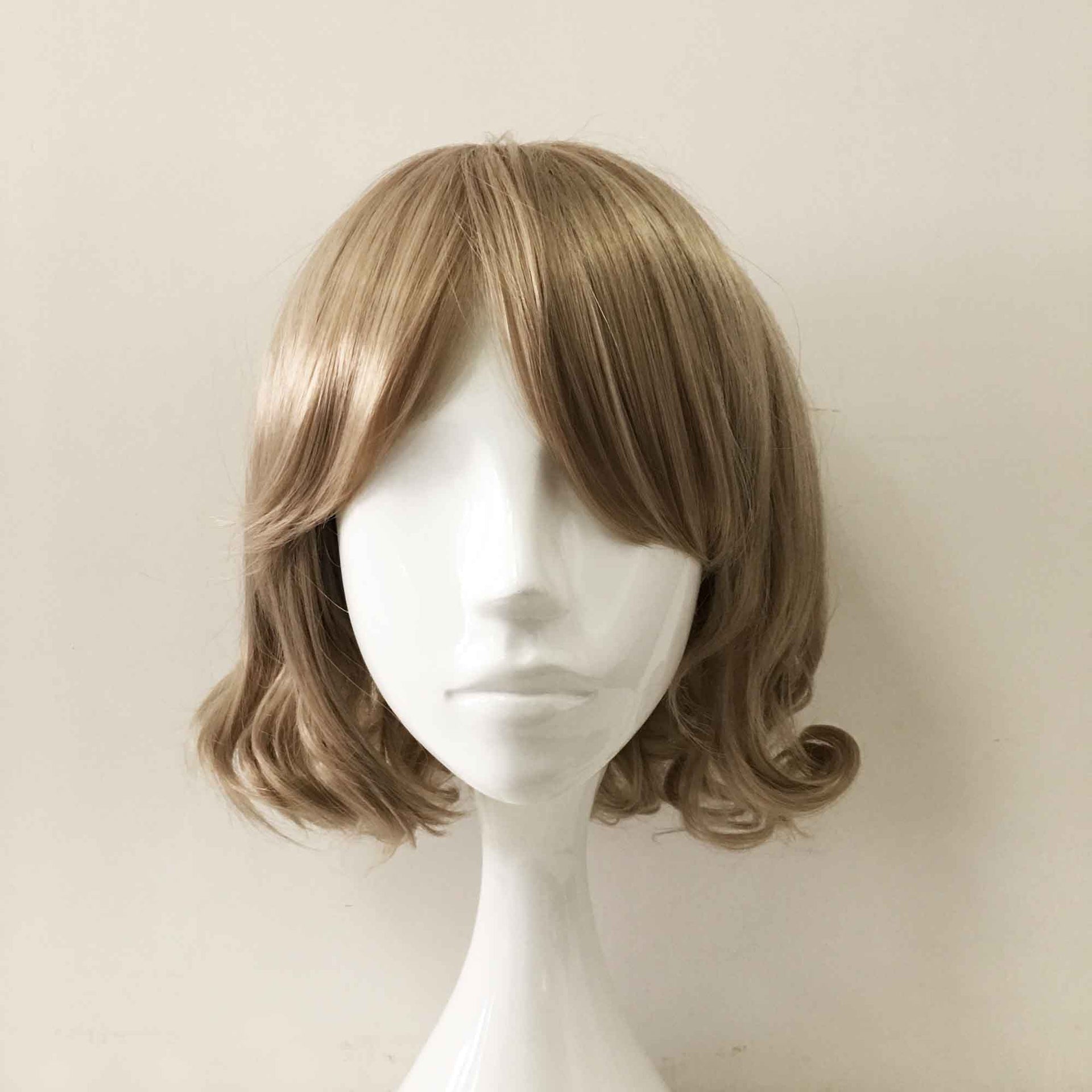 nevermindyrhead Women Brown Short Curly Long Bangs Cosplay Wig