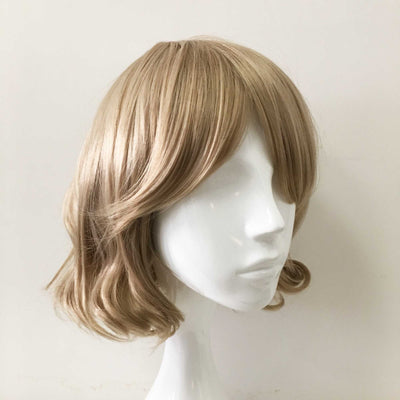 Women Brown Short Curly Long Bangs Cosplay Wig