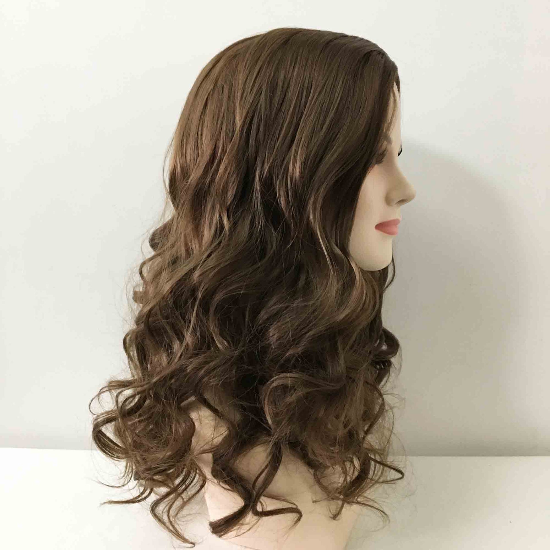 nevermindyrhead Women Chocolate Dark Brown Long Curly Wavy Fluffy Side Part Synthetic Wig