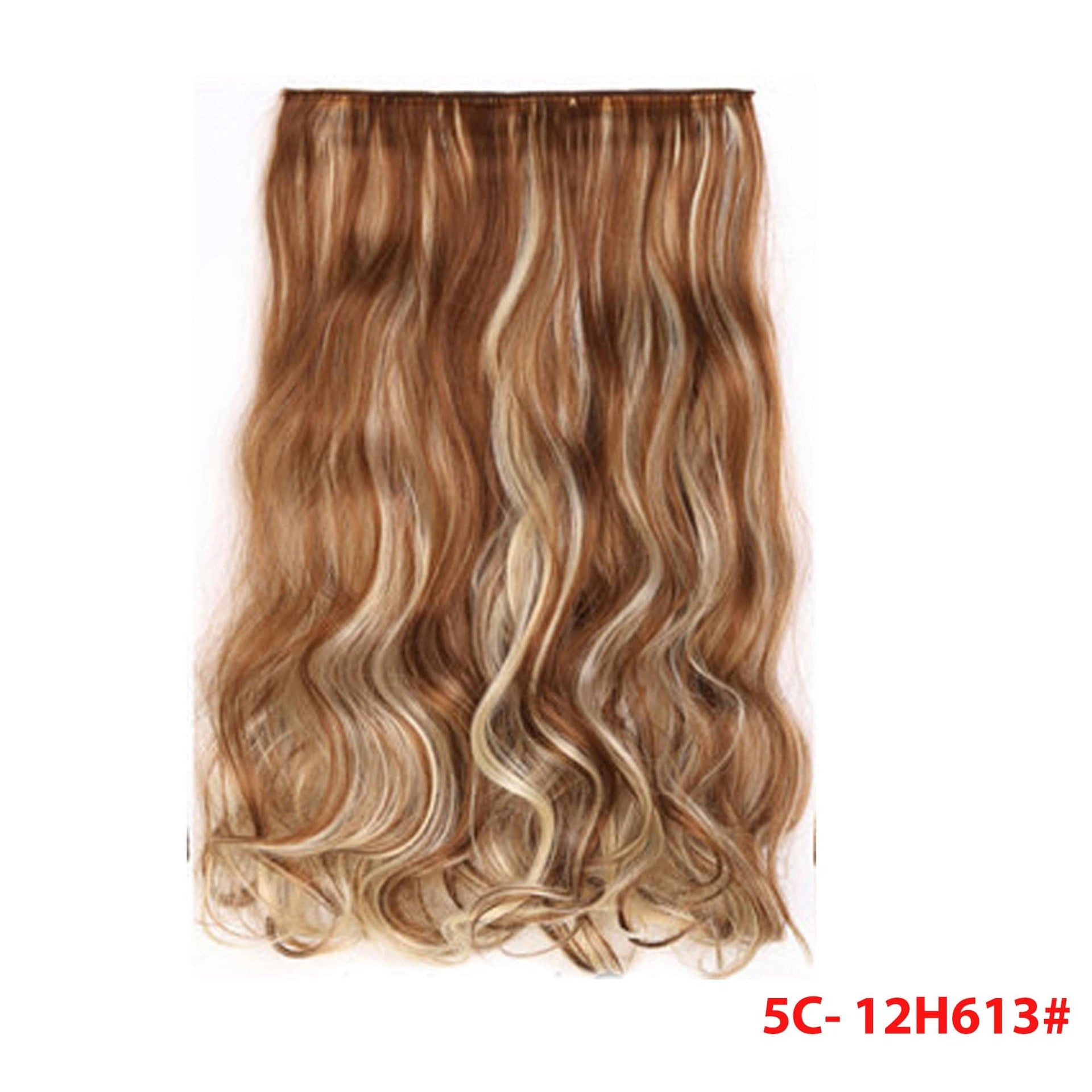 nevermindyrhead Women Clip In 3/4 Full Head Long Curly Synthetic Hair Extensions 5 Clips 24