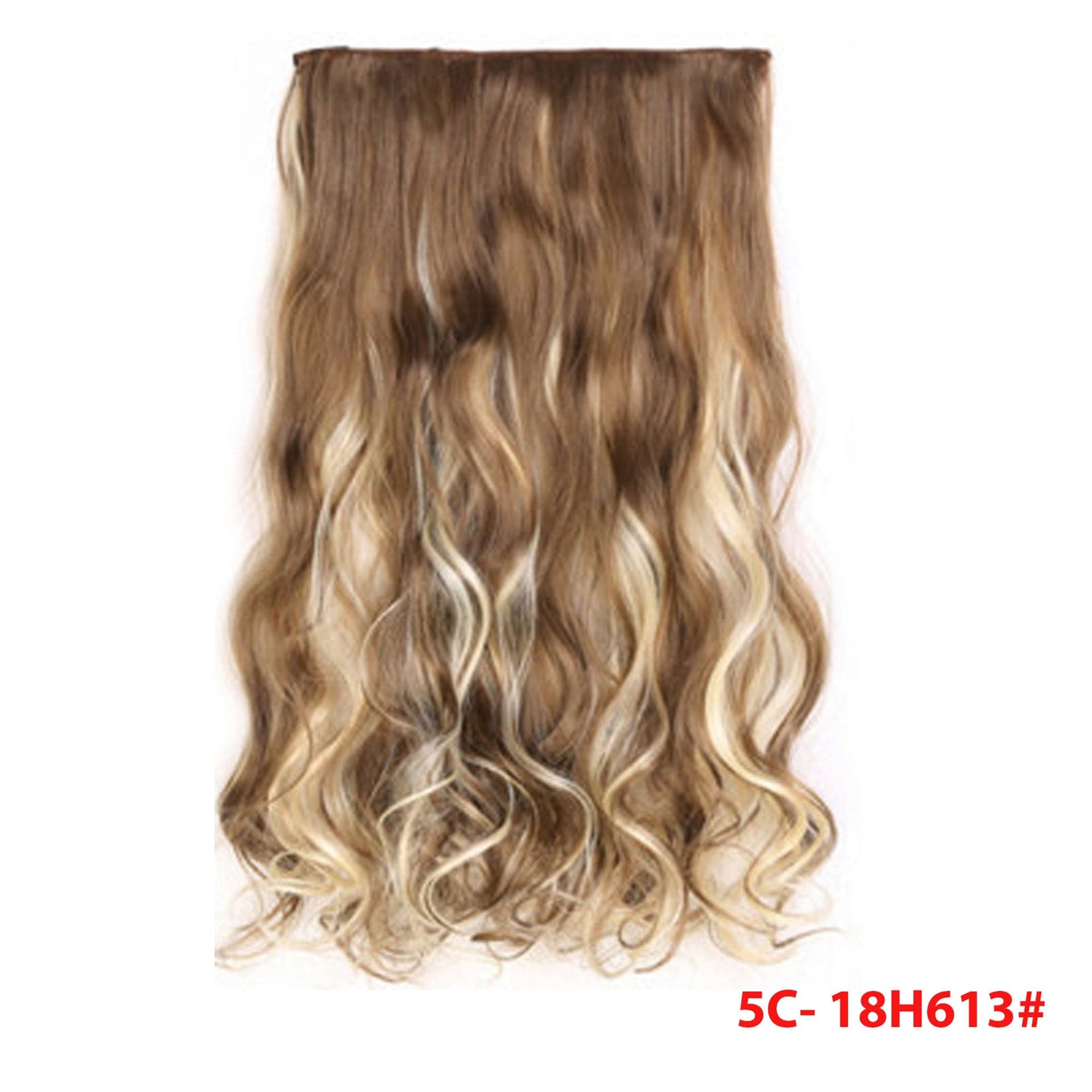 nevermindyrhead Women Clip In 3/4 Full Head Long Curly Synthetic Hair Extensions 5 Clips 24