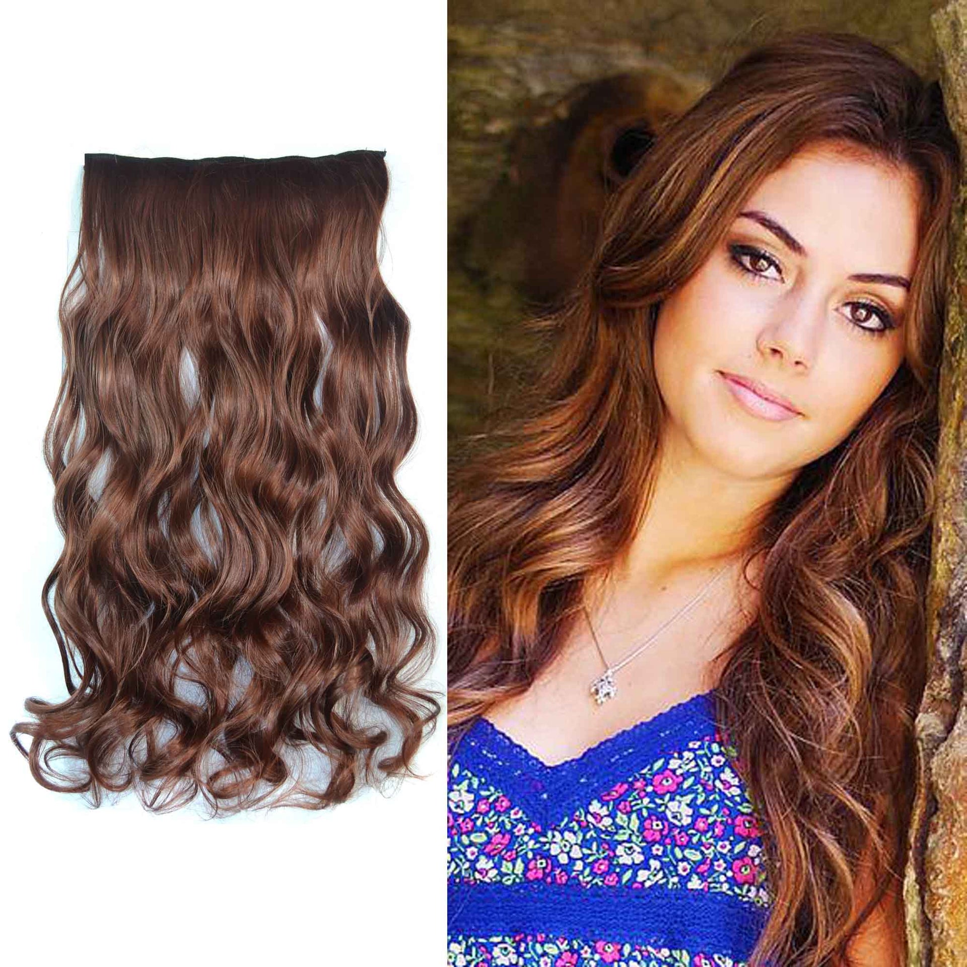 nevermindyrhead Women Clip In 3/4 Full Head Long Curly Synthetic Hair Extensions 5 Clips 24