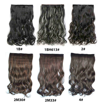Women Clip In 3/4 Full Head Long Curly Synthetic Hair Extensions 5 Clips 24