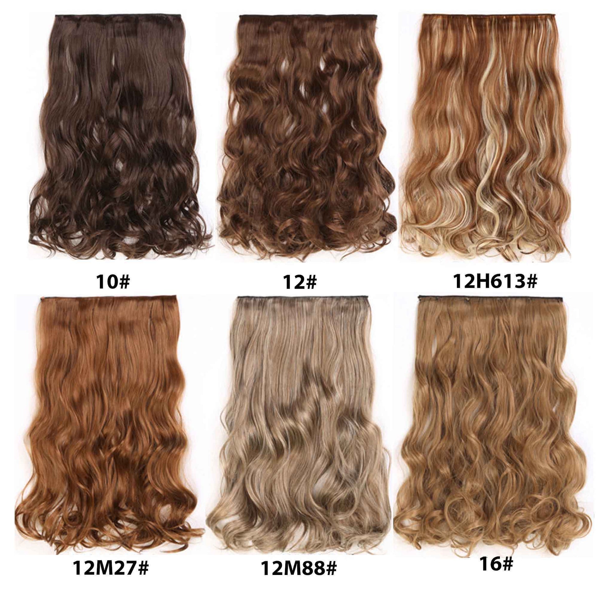 nevermindyrhead Women Clip In 3/4 Full Head Long Curly Synthetic Hair Extensions 5 Clips 24