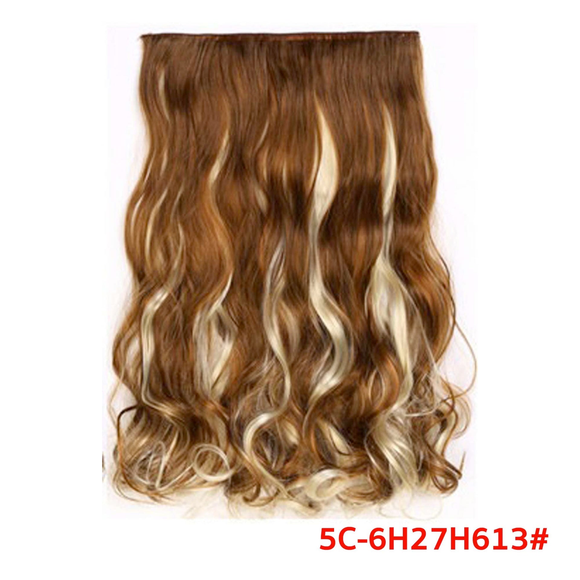 nevermindyrhead Women Clip In 3/4 Full Head Long Curly Synthetic Hair Extensions 5 Clips 24