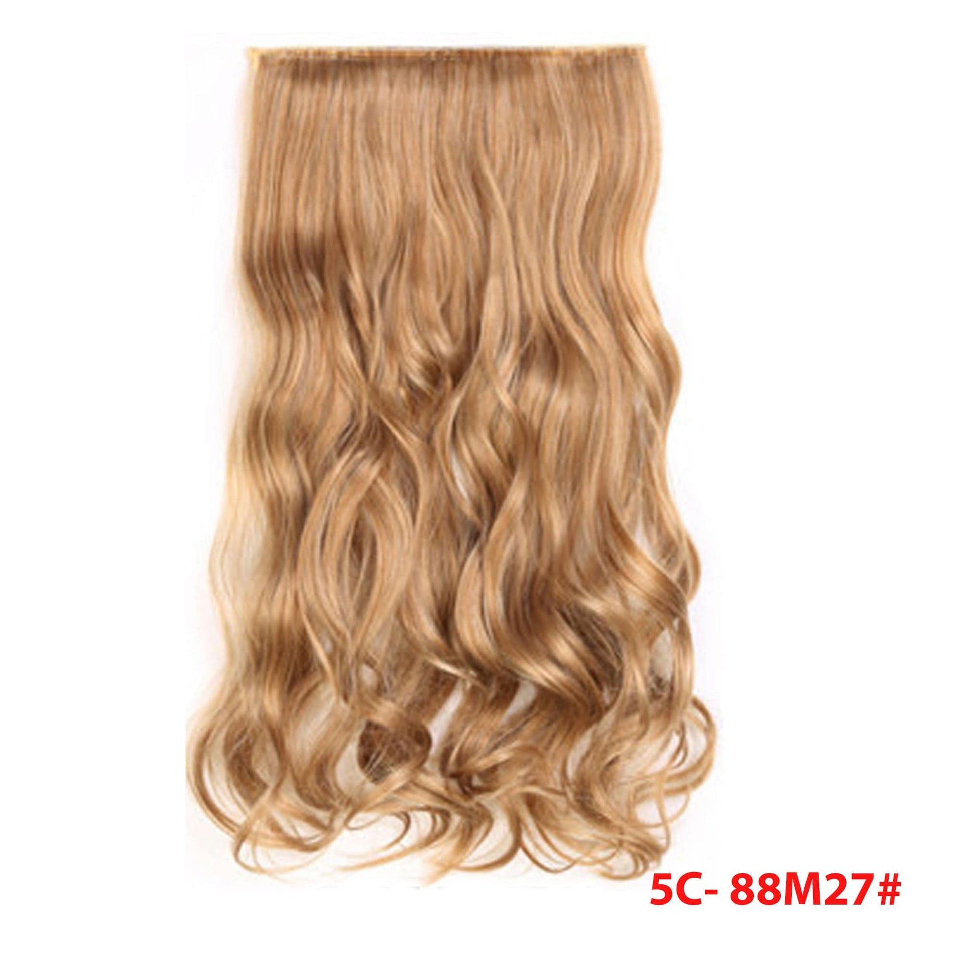 nevermindyrhead Women Clip In 3/4 Full Head Long Curly Synthetic Hair Extensions 5 Clips 24