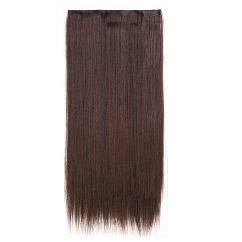 nevermindyrhead Women Clip In 3/4 Full Head Long Straight Synthetic Hair Extensions 5 Clips 24