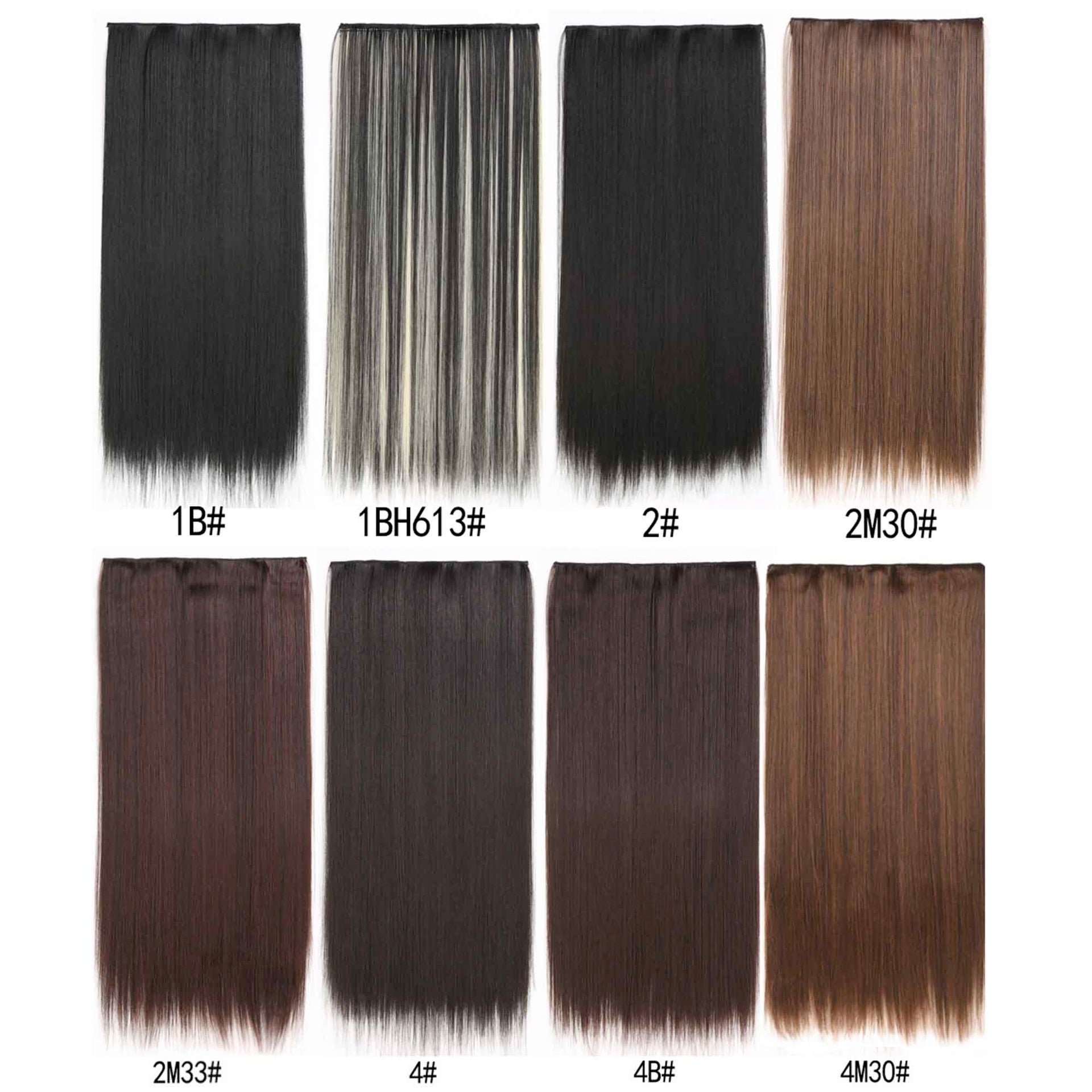 nevermindyrhead Women Clip In 3/4 Full Head Long Straight Synthetic Hair Extensions 5 Clips 24