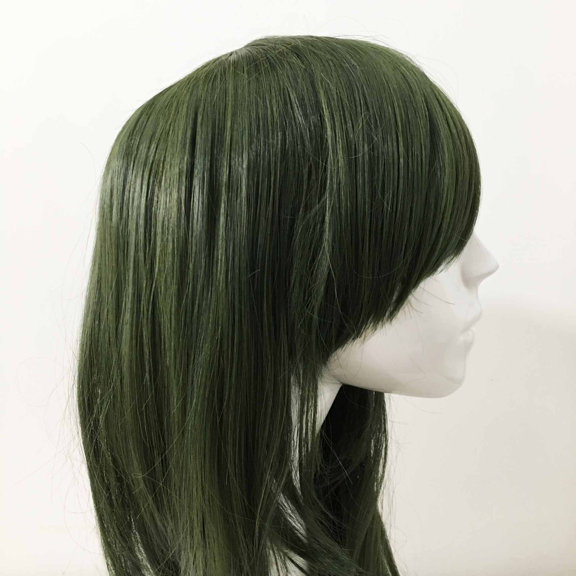 nevermindyrhead Women Dar Green Long Straight Side Swept Bangs Cosplay Wig