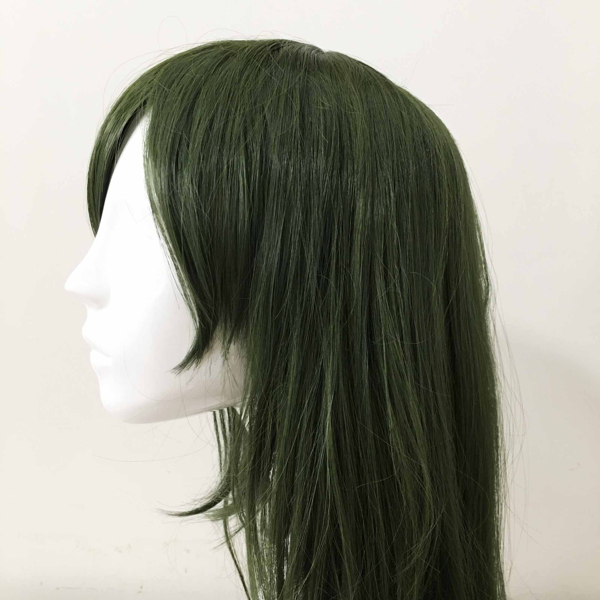 nevermindyrhead Women Dar Green Long Straight Side Swept Bangs Cosplay Wig