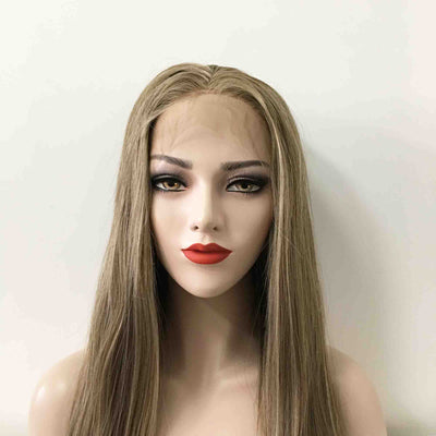 Women Dark Ash Blonde Lace Front Long Straight Middle Part Wig