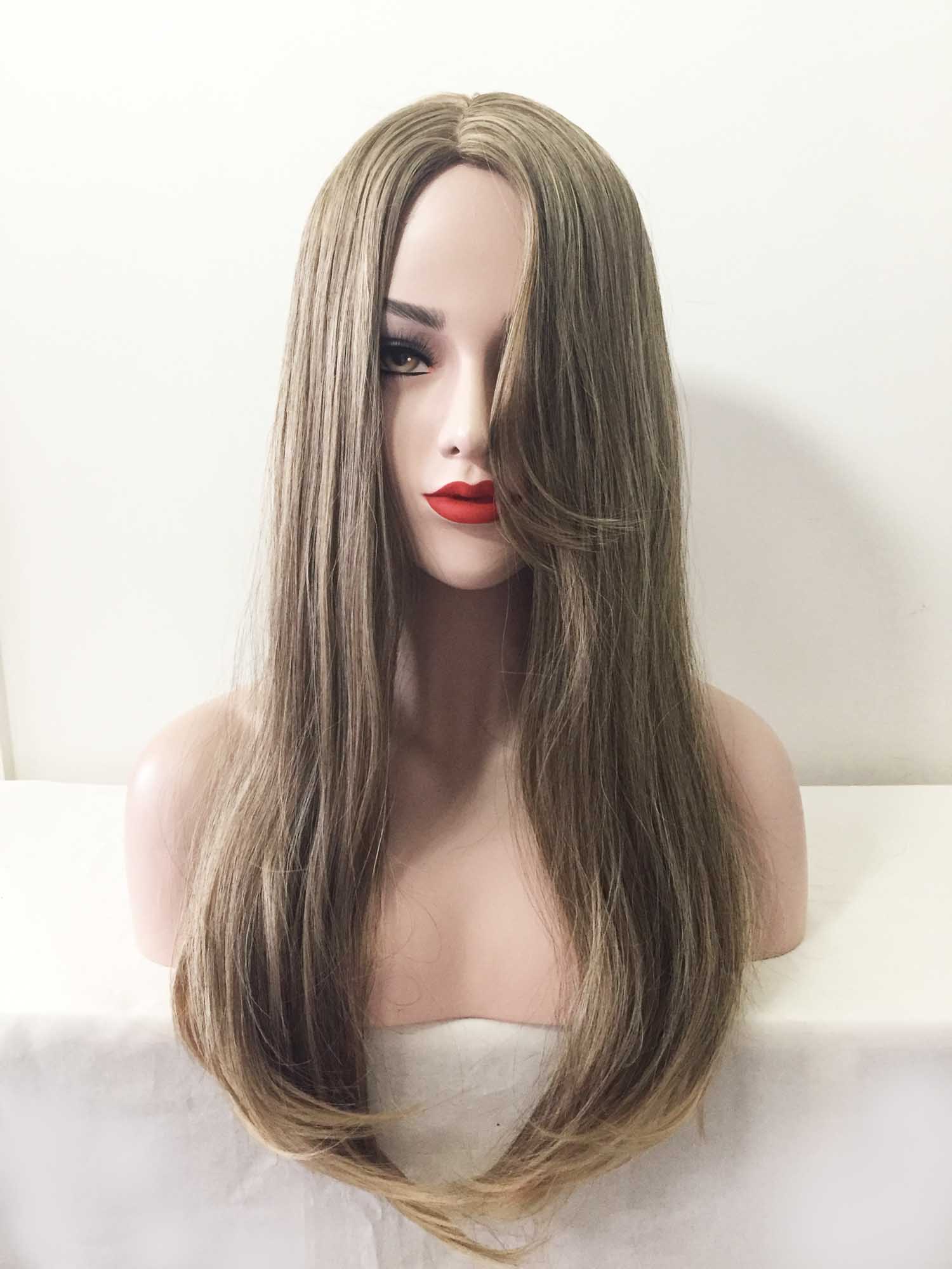 nevermindyrhead Women Dark Ash Blonde Long Straight Middle Part Wig