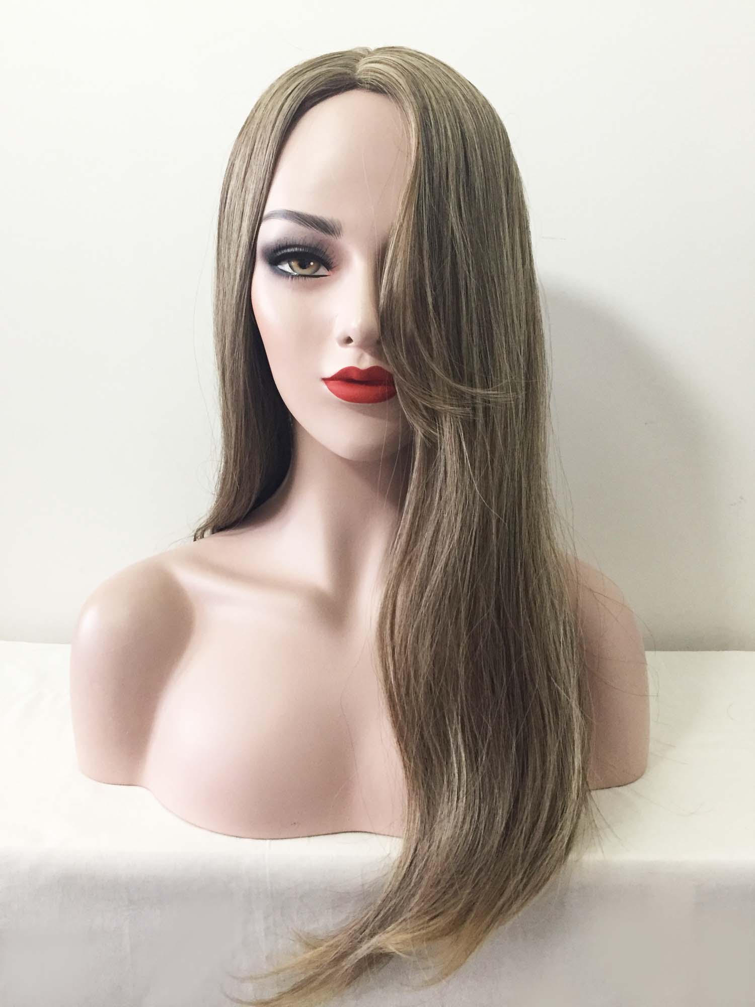 nevermindyrhead Women Dark Ash Blonde Long Straight Middle Part Wig