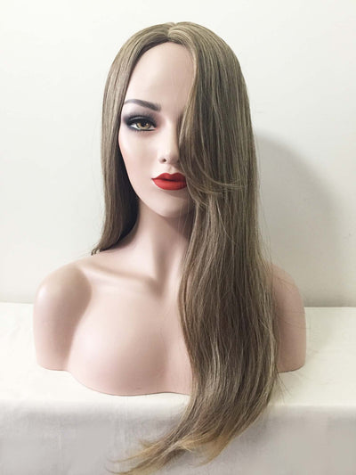 Women Dark Ash Blonde Long Straight Middle Part Wig