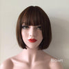 Women Dark Brown Black Short Straight Bob Layered Wig