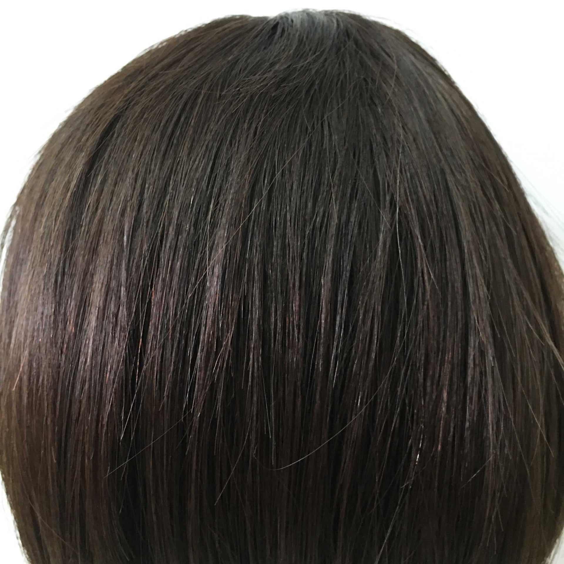 nevermindyrhead Women Dark Brown Human Hair Short Straight Bob Fringe Bangs Wig