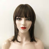 Women Dark Brown Medium Length Straight Fringe Bangs Mullet Wolf Cut Wig