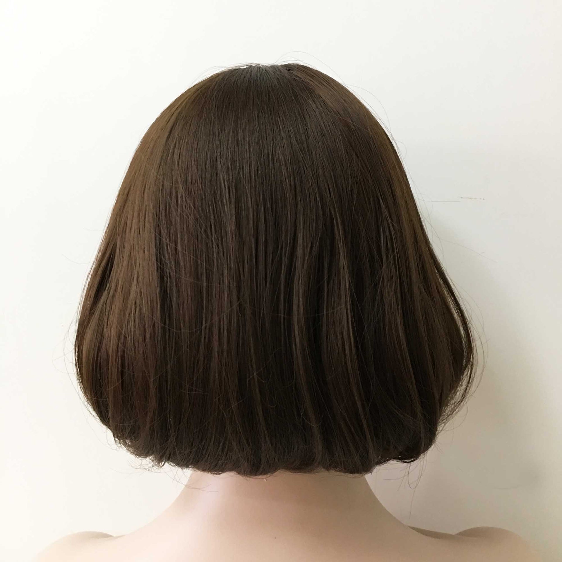 nevermindyrhead Women Dark Brown Short Straight Bob Wispy Bangs Wig