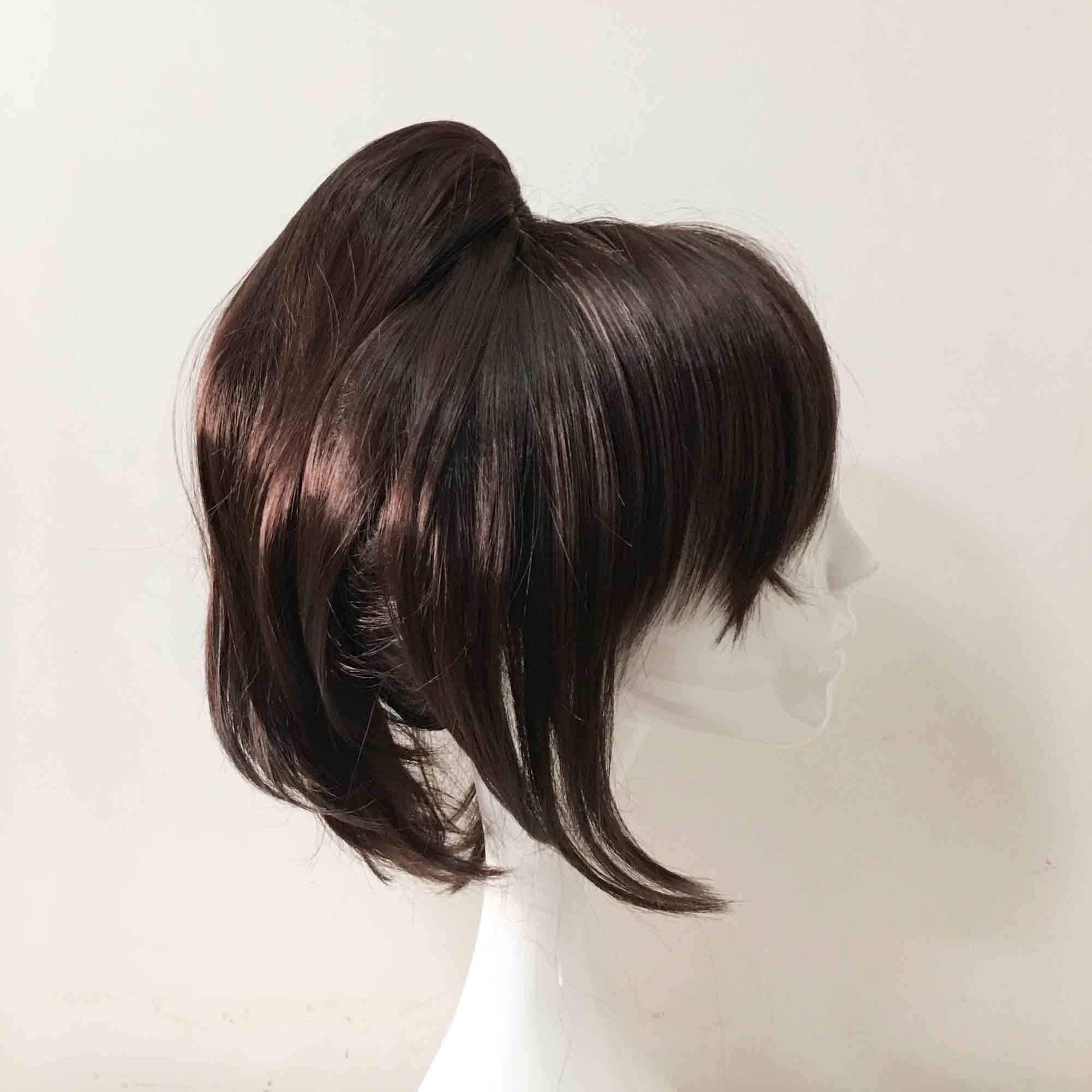 nevermindyrhead Women Dark Brown Short Straight Detachable Ponytail Cosplay Wig