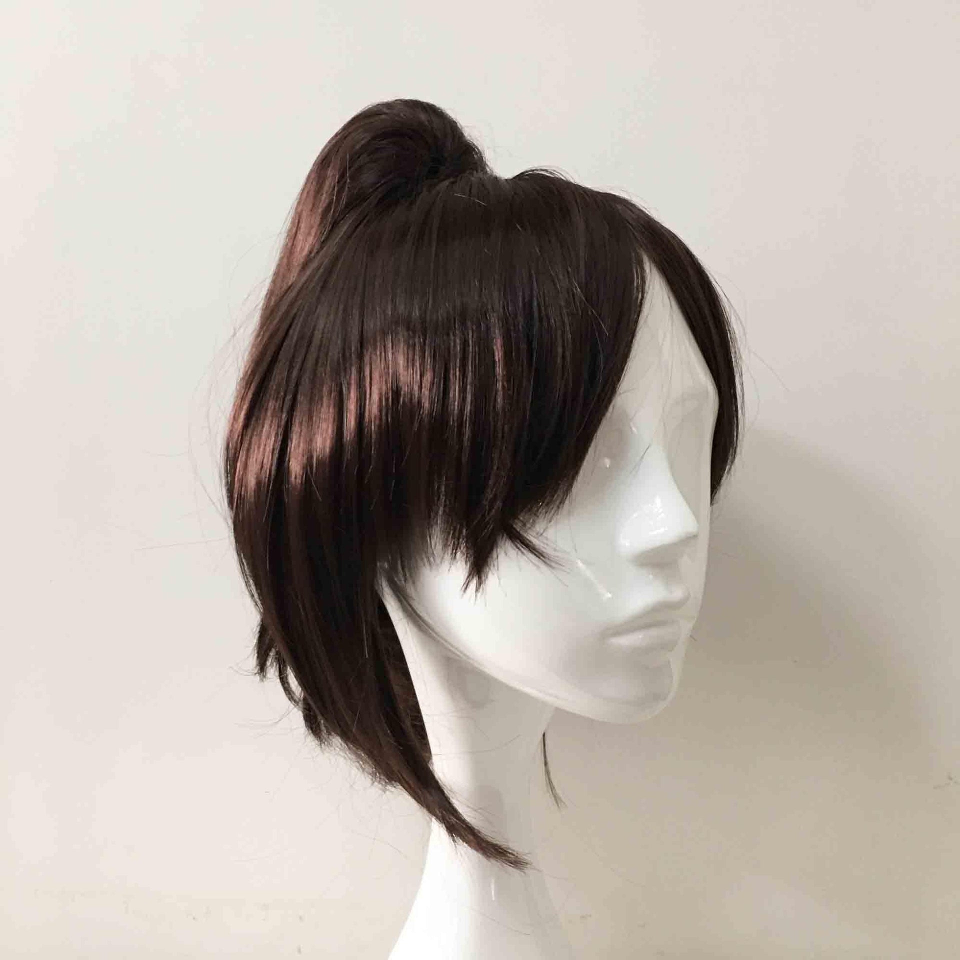 nevermindyrhead Women Dark Brown Short Straight Detachable Ponytail Cosplay Wig