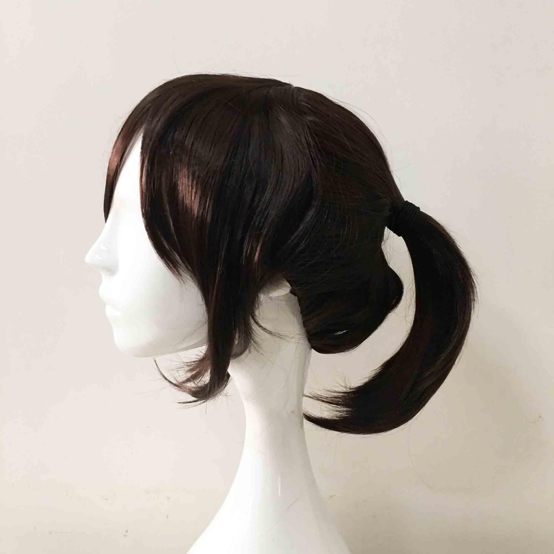 nevermindyrhead Women Dark Brown Short Straight Detachable Ponytail Cosplay Wig